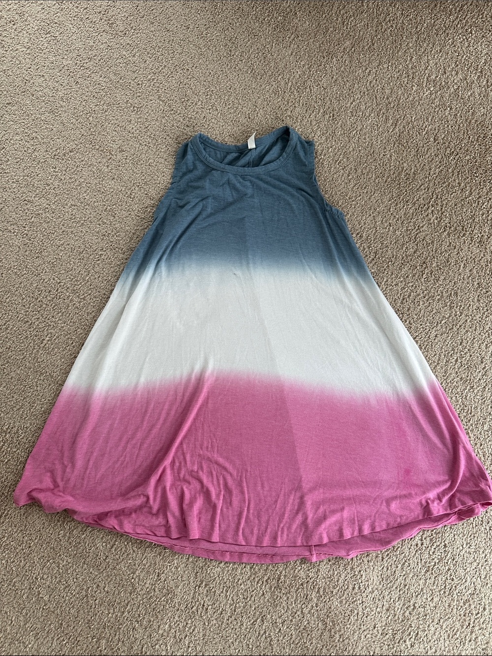 Women’s Ombre Blue-White-Pink Sleeveless Dress